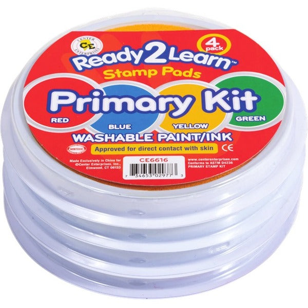 Learning Advantage Art Stamp Pad - Stamping x 5.75" (146.05 mm)Diameter - Yellow, Green, Blue, Red