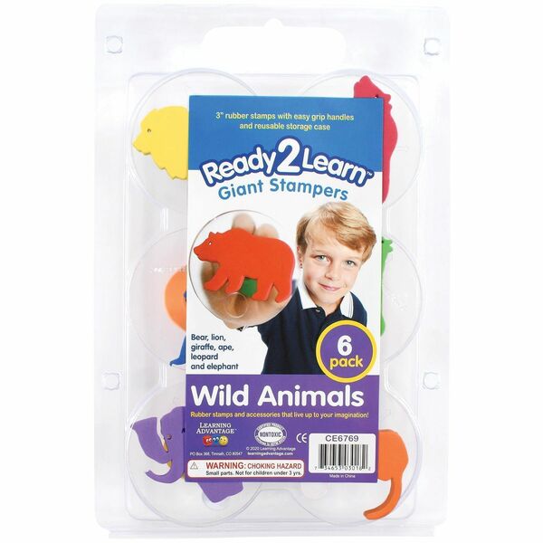 Ready 2 Learn Giant Stampers - Wild Animals - Stamping - 1.90" (48.26 mm) Height x 3" (76.20 mm) Diameter - 6 / Set