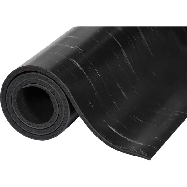 Mat Tech Cushion Step Anti-Fatigue Mat - 60" (1524 mm) Length x 36" (914.40 mm) Width x 0.500" (12.70 mm) Thickness - Marbled - Vinyl, PVC Foam - Black - 1 Each