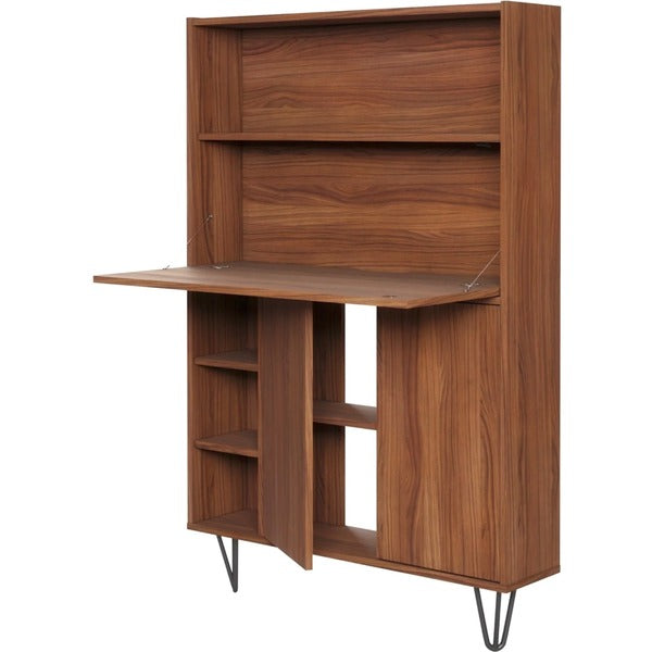 Nexera Secretary Desk - Laminated Top - Assembly Required - Walnut - Melamine Top Material - 1 Each