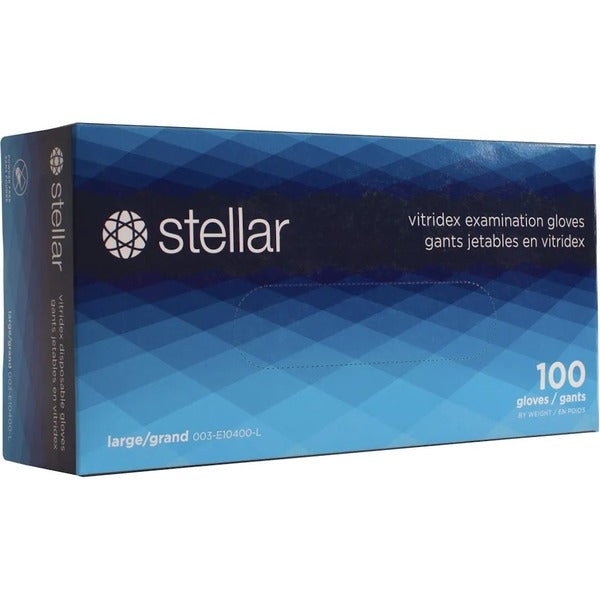 Stellar Vitridex Examination Gloves - Large Size - For Right/Left Hand - Polyvinyl Chloride (PVC), Nitrile - Blue - Non-sterile - For Examination, Dental, Veterinary, Laboratory, Food Service, Emergency Medical Service (EMS), Tattoo Studio, Beauty Salon,