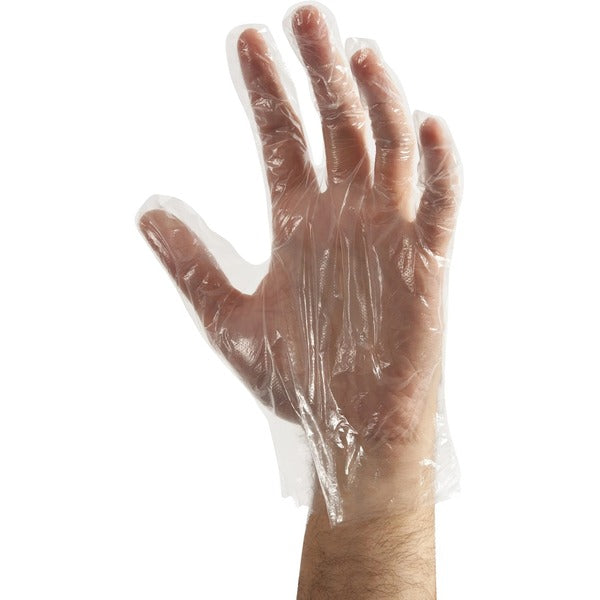 Stellar Polyethylene Disposable Gloves - Medium Size - For Right/Left Hand - High-density Polyethylene (HDPE) - Clear - Non-sterile, Embossed, Latex-free - For Food Service, Food Preparation, Veterinary, Painting, Janitorial Use, Housekeeping - 500 / Box