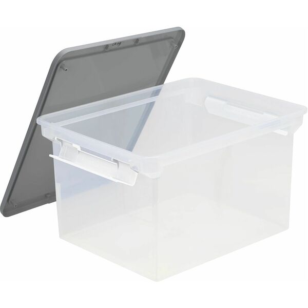 Storex Storage Case - External Dimensions: 14.5" (368.30 mm) Width x 20" (508 mm) Depth x 11.5" (292.10 mm) Height - 35.02 L - Media Size Supported: Letter - Heavy Duty - Stackable - Plastic - Gray, Clear - For Document, Folder, File - 1 Each