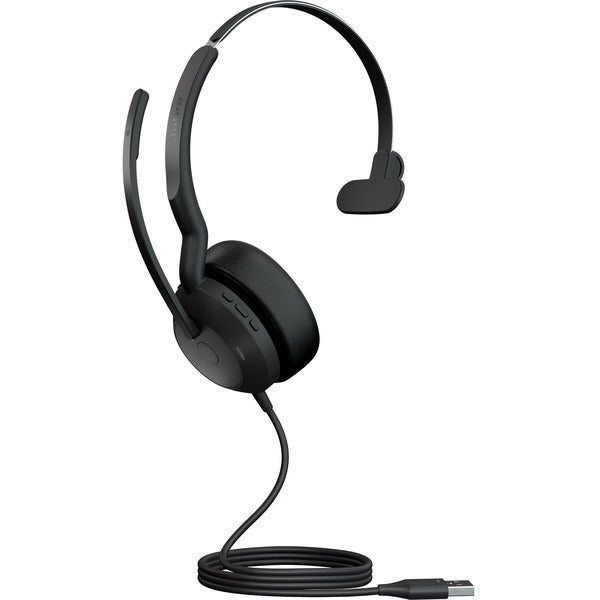 Jabra Evolve2 50 Headset - Mono - USB Type A - Wired/Wireless - Bluetooth - 98.4 ft (30 m) - 20 Hz to 20 kHz - On-ear - Monaural - Supra-aural - 5.6 ft (1.70 m) Cable - MEMS Technology, Noise Cancelling Microphone - Noise Canceling