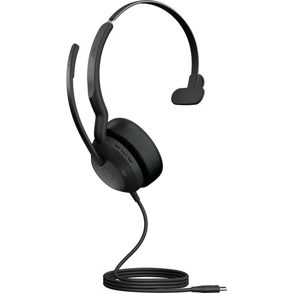 Jabra Evolve2 50 Headset - Mono - USB Type C - Wired/Wireless - Bluetooth - 98.4 ft (30 m) - 20 Hz to 20 kHz - On-ear - Monaural - Supra-aural - 5.6 ft (1.70 m) Cable - MEMS Technology, Noise Cancelling Microphone - Noise Canceling