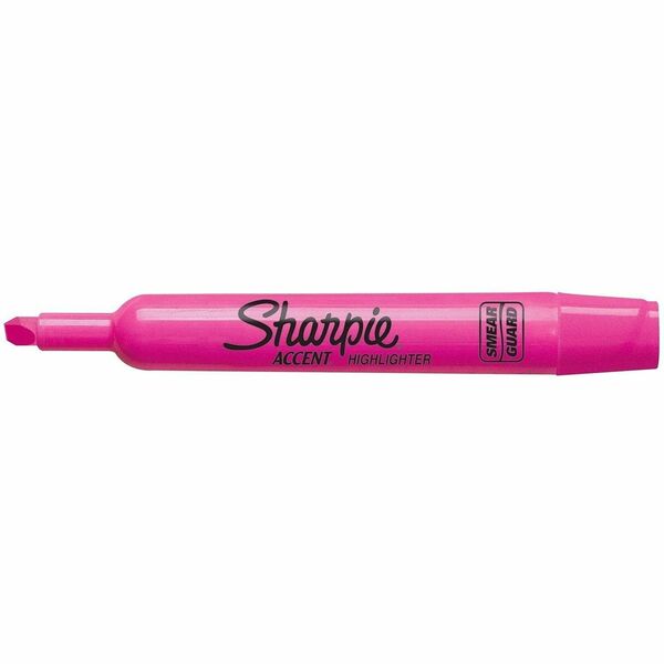 Sharpie SmearGuard Tank Style Highlighters - Chisel Marker Point - Fluorescent Pink Ink - 12 / Box