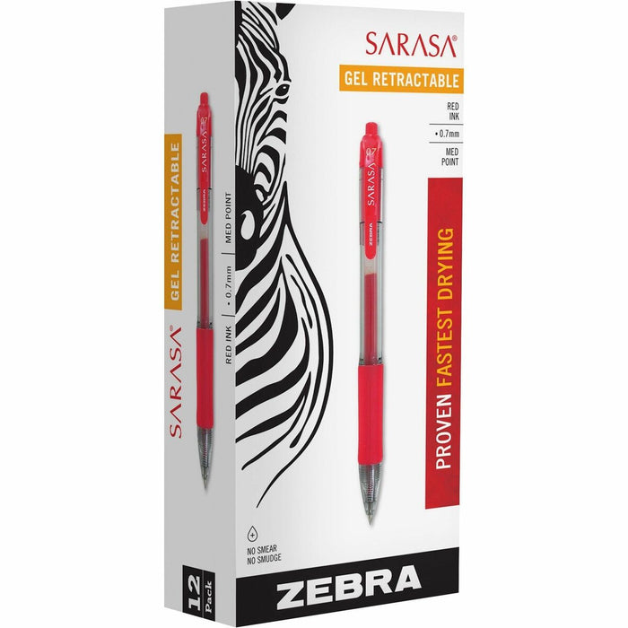 Zebra SARASA dry X20 Retractable Gel Pen - Refillable - Retractable - Red Ink - Pigment-based - Translucent Barrel
