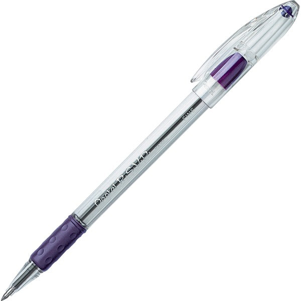 Pentel R.S.V.P. Ballpoint Stick Pens - 0.7 mm (0.03") Fine Pen Point - Refillable - Violet Ink - Clear Barrel - 1 Each