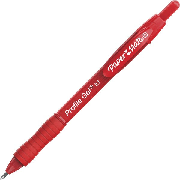 Paper Mate Profile Gel 0.7mm Retractable Pen - 0.7 mm (0.03") Pen Point - Retractable - Red Ink