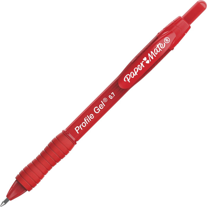 Paper Mate Profile Gel 0.7mm Retractable Pen - Retractable - Red Ink