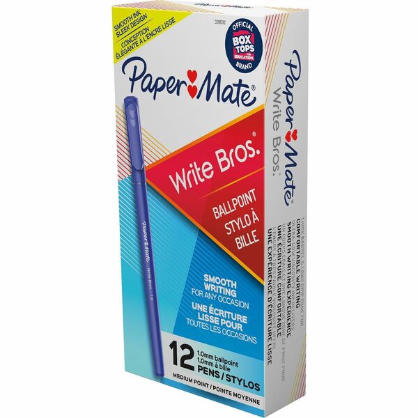 Paper Mate Write Bros. Ballpoint Stick Pens - Medium Pen Point - Blue Ink - Blue Barrel