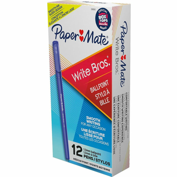 Paper Mate Write Bros. Ballpoint Stick Pens - Blue Ink - Blue Barrel