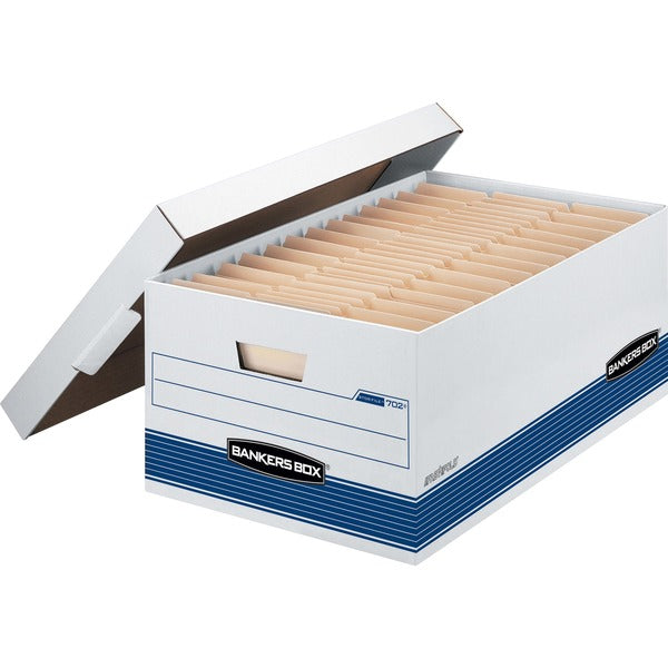 Bankers Box Stor/File Storage Box -24" Legal - Internal Dimensions: 15" (381 mm) Width x 24" (609.60 mm) Depth x 10" (254 mm) Height - External Dimensions: 15.8" (401.32 mm) Width x 25.3" (642.62 mm) Depth x 10.2" (259.08 mm) Height - Media Size Supported