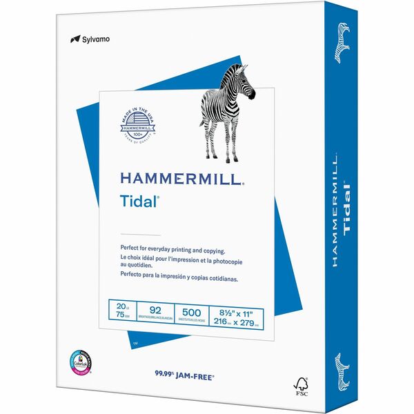 Hammermill Tidal Copy Paper - White - 92 Brightness - Letter - 8 1/2" (215.90 mm) x 11" (279.40 mm) - 20 lb (9071.85 g) Basis Weight - Acid-free, Jam-free - White - 500 / Pack