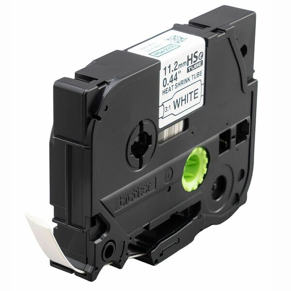 Brother HSe-231E Black on White Heat Shrink Tube Tape, 11.2 mm (0.44 in.) - 7/16" (11.20 mm) Width x 59 1/16" (1500 mm) Length x 9/32" (7 mm) Diameter - Rectangle - Thermal Transfer - Black on White - Plastic - 1 Each