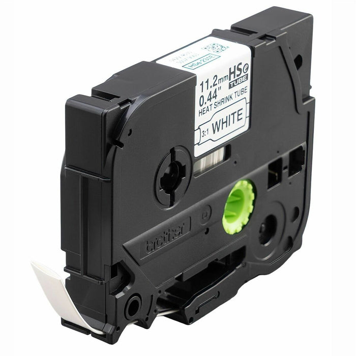Brother HSe-231E Black on White Heat Shrink Tube Tape, 11.2 mm (0.44 in.) - 7/16" (11.20 mm) Width x 59 1/16" (1500 mm) Length x 9/32" (7 mm) Diameter - Rectangle - Thermal Transfer - Black on White - Plastic - 1 Each