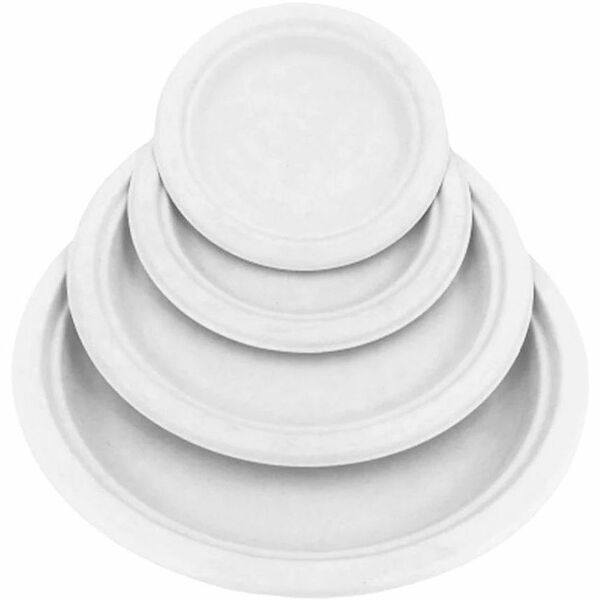 Globe Compostable Plates - 10" (254 mm) Diameter - Sugarcane Fiber Body - 50 / Pack