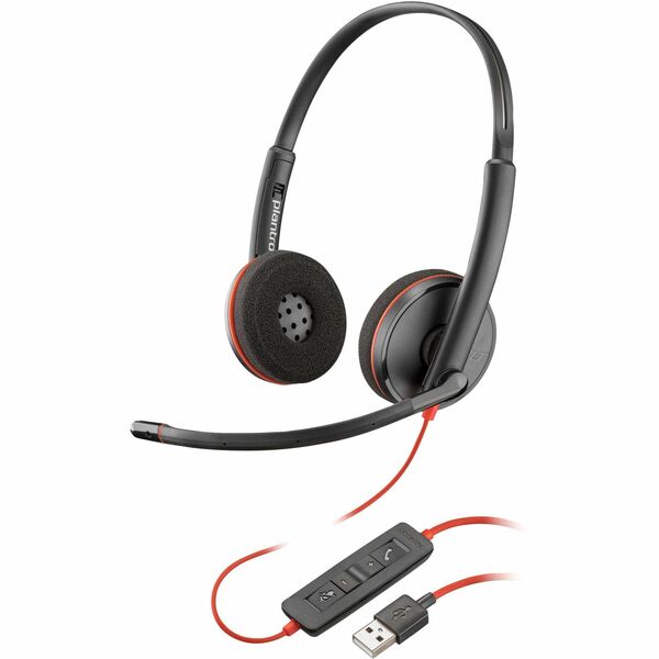 Poly Blackwire 3220 Stereo USB-A Headset (Bulk) - Stereo - USB Type A, USB Type C - Wired - 32 Ohm - 20 Hz to 20 kHz - On-ear, Over-the-head - Binaural - Supra-aural - 5.2 ft (1.58 m) Cable - Omni-directional, Noise Cancelling Microphone - Black