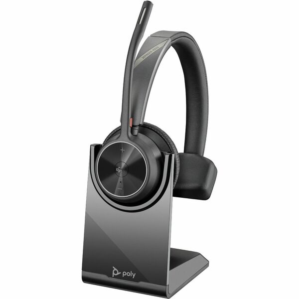 Poly Voyager 4300 UC 4310-M Headset - Microsoft Teams Certification - Siri, Google Assistant - Mono - Wireless - Bluetooth - 298.6 ft (91 m) - 20 Hz to 20 kHz - Over-the-head, On-ear - Monaural - Ear-cup - 4.9 ft (1.50 m) Cable - Electret Condenser, MEMS