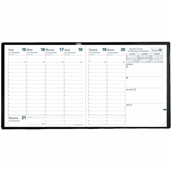 Quo Vadis Executive Weekly Planner Refill, 6-1/4" x 6-1/4" , Bilingual - Weekly - 13 Month - December 2025 to December 2026 - 8:00 AM to 9:00 PM, 8:00 AM to 9:00 PM - Half-hourly - 1 Week Double Page Layout - 6 1/4" (158.75 mm) x 6 1/4" (158.75 mm) Sheet