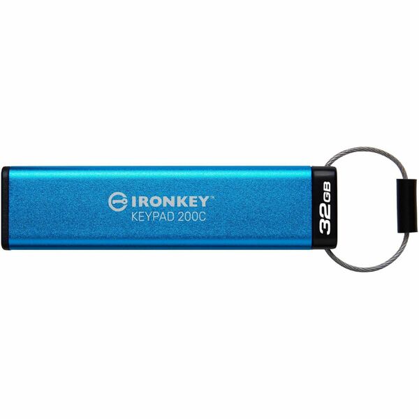 IronKey FIPS 140-3 Level 3 (Pending) Certified Keypad Drive - 32 GB - USB 3.2 (Gen 1) Type C - 145 MB/s Read Speed - 115 MB/s Write Speed - Blue - XTS-AES, 256-bit AES - 3 Year Warranty - 1 Each