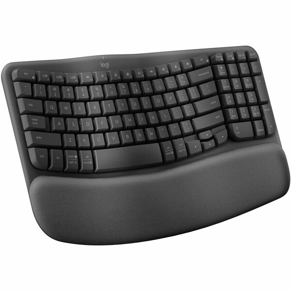 Logitech Wave Keys Wireless Ergonomic Keyboard - Wireless Connectivity - Bluetooth - 32.80 ft (9997.44 mm) - USB Interface - ChromeOS, Windows 10, Windows 11, Mac OS X 11.0 Big Sur, Linux, iPadOS 14, iOS 14, Android 9.0 - Notebook, Tablet, Smartphone - PC