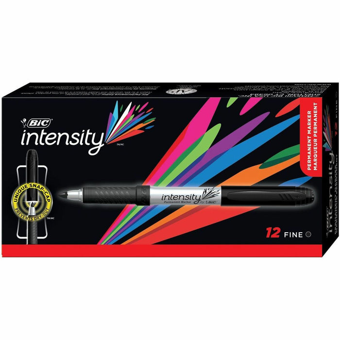BIC Intensity Marker Fine Tip Permanent Markers, Black, 12-Count Pack, Art Supplies for Adults and Teens - Black Ink - 1 / Dozen