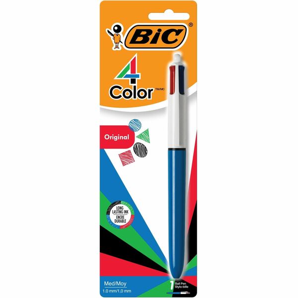 BIC Ballpoint Pen - Medium Pen Point - Refillable - Retractable - Black, Blue, Red, Green Ink - 1 / Each