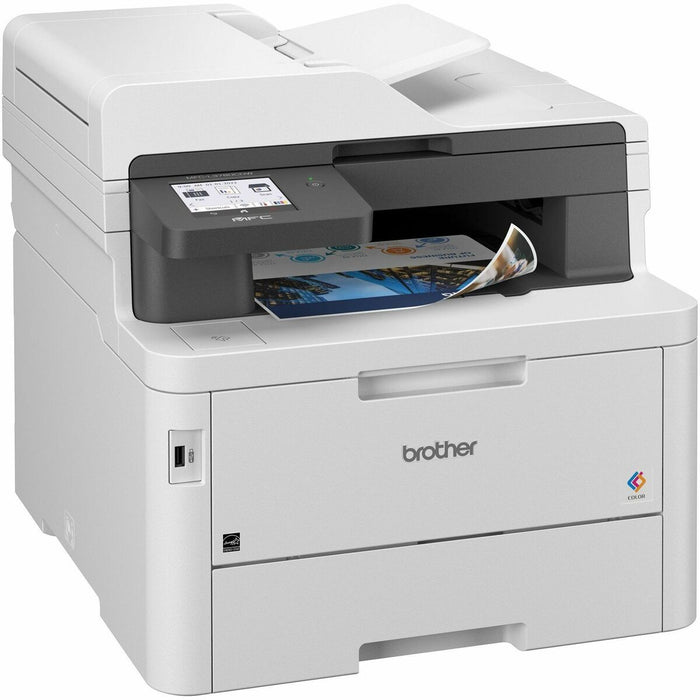 Brother MFC-L3780CDW Wired & Wireless Laser Multifunction Printer - Color - Copier/Fax/Printer/Scanner - 600 x 2400 dpi Print - Color Flatbed Scanner - 19200 dpi Optical Scan - Gigabit Ethernet - Wireless LAN - Apple AirPrint, Mopria - USB - For Plain Pap