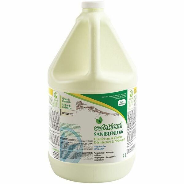 Safeblend 66 Concentrated Disinfectant and Cleaner - Concentrate - 4 L - 7 pH - Fragrance-free, Ammonia-free, Bleach-free, Phosphate-free, Deodorize, pH Neutral, Rinse-free, APE-free, NPE-free, NTA-free, EDTA-free, ... - Yellow Bottle
