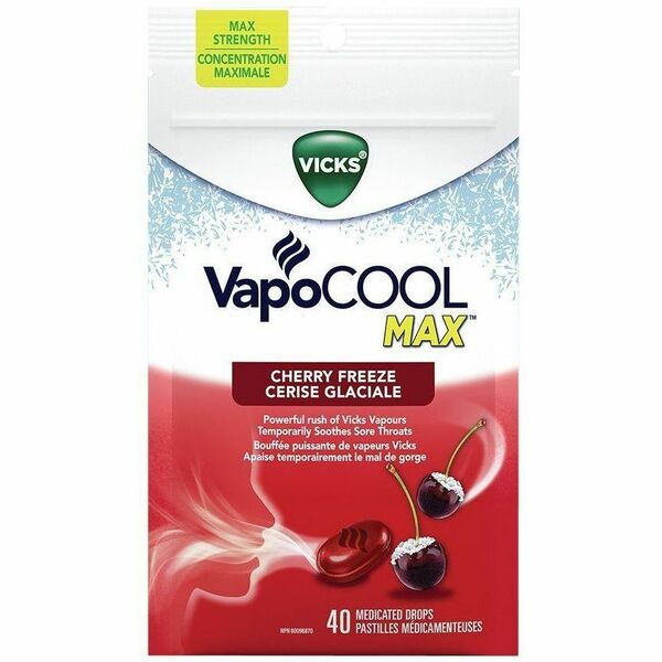 Vicks VapoCOOL Drops Cherry - For Sore Throat, Cough - Cherry Box - 40 / Pack
