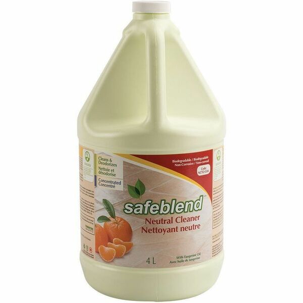 Safeblend Neutral Cleaner Tangerine Oil - Concentrate - 4 L - 6.5 to 7.5 pH - Tangerine Scent - Water Soluble, Non-toxic, Non-corrosive, Phosphate-free, Ammonia-free, Bleach-free, APE-free, NPE-free, NTA-free, EDTA-free, Carcinogen-free, ... - Colorless,
