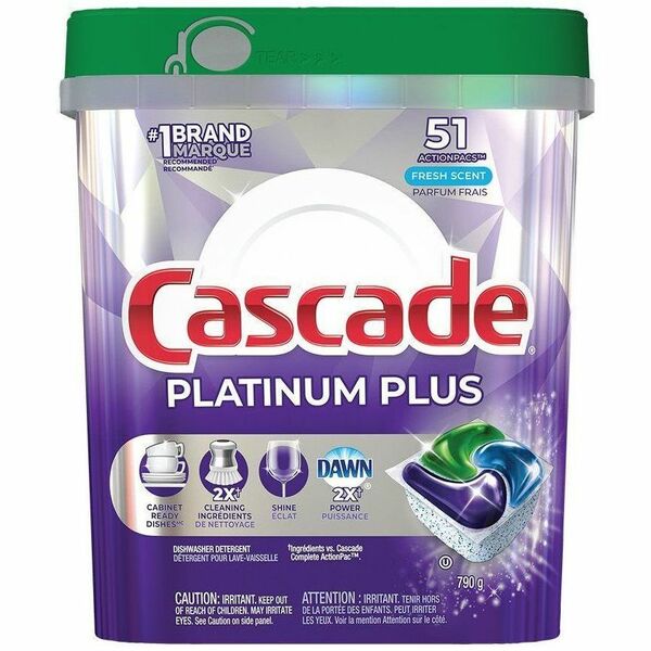 Cascade Platinum Plus ActionPacs - Fresh Scent - Concentrate - Fresh Scent - Phosphate-free, Rinse-free, Kosher - 51