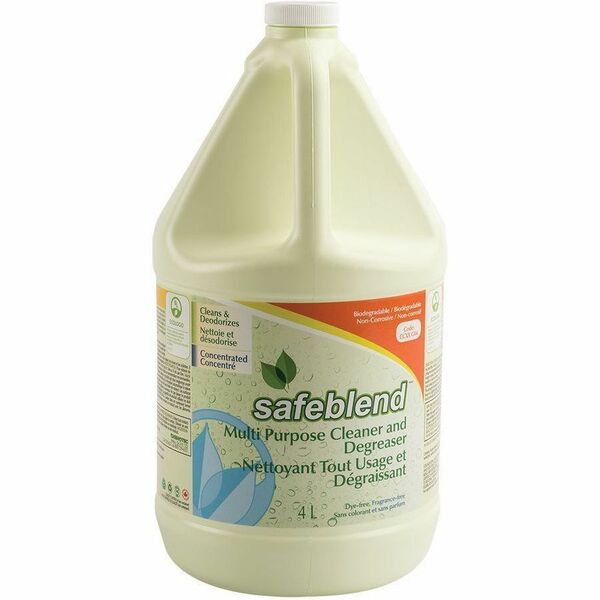 Safeblend Multi-Purpose Cleaner Fragrance free - For Multipurpose - Concentrate - Liquid - 4 L - 11 to 11.4 pH - Dye-free, Fragrance-free, Deodorize, Non-toxic, Non-corrosive, Phosphate-free, Ammonia-free, Bleach-free, APE-free, NPE-free, NTA-free, ... -