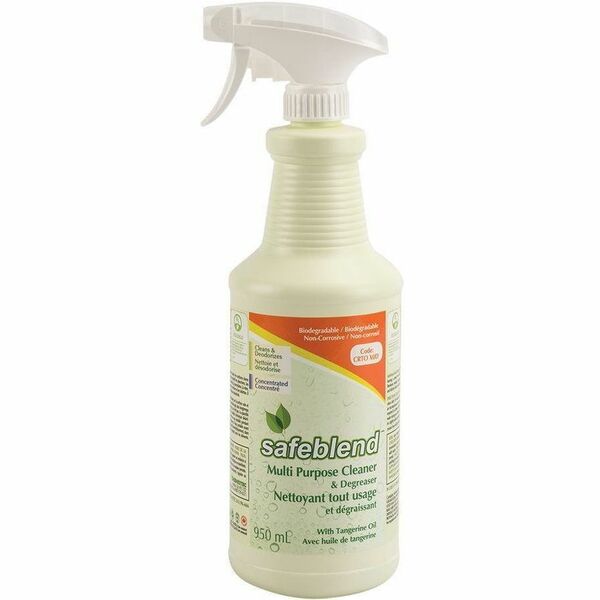 Safeblend Multi-Purpose Cleaner Ready To Use - Ready-To-Use - 32.1 fl oz (1 quart) - Tangerine Scent - Heavy Duty, Deodorize, Phosphate-free, Water Soluble, Streak-free, Solvent-free, Non-toxic, Non-corrosive, Ammonia-free, Bleach-free, APE-free, ... - Co