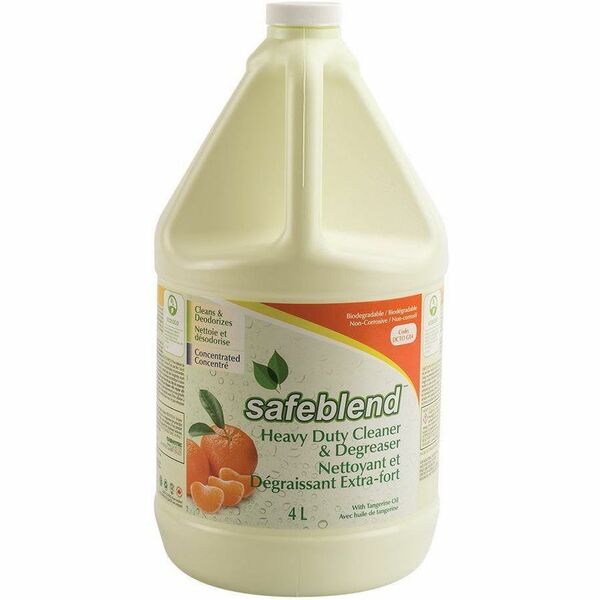 Safeblend Heavy Duty Degreaser Concentrated Tangerine Oil - Concentrate - 4 L - 12.2 to 12.49 pH - Tangerine Scent - Heavy Duty, Solvent-free, Water Soluble, Non-toxic, Non-corrosive, Phosphate-free, Ammonia-free, Bleach-free, APE-free, NPE-free, NTA-free