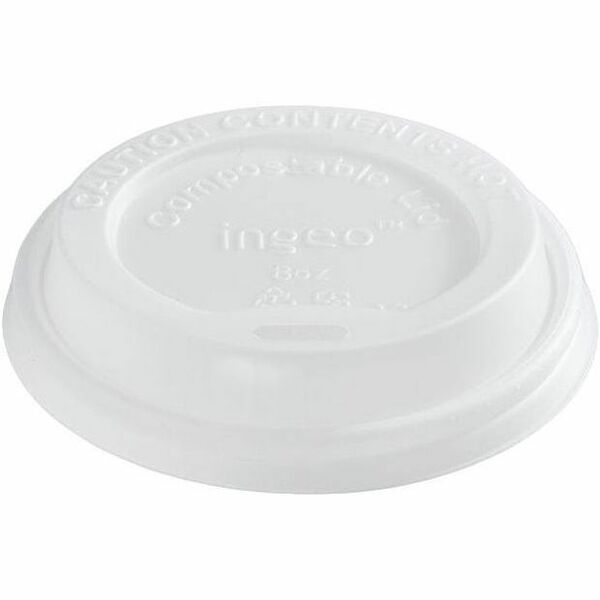 Eco Guardian CPLA Lid for 8 oz Paper Cups, Compostable, Qty 50 - Crystallized Polylactic Acid (CPLA) - 50 / Pack