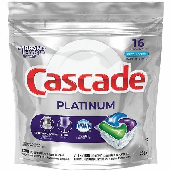 Cascade Platinum Dishwasher Detergent ActionPacs - Concentrate - Fresh Scent - Phosphate-free - 16