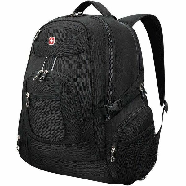 SwissGear Carrying Case (Backpack) for 17.3" Notebook, Water Bottle, Cell Phone, Computer, Travel - Black - RFID Resistant, Rain Proof - Mesh Body - Reflective Accent - Shoulder Strap, Handle - 32 L Volume Capacity