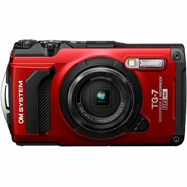 Olympus OM SYSTEM TG-7 12 Megapixel Compact Camera - Black, Red - 1/2.33" CMOS Sensor - Autofocus - 3"LCD - Digital (IS) - 4000 x 3000 Image - 3840 x 2160 Video - 4K Recording - HD Movie Mode - Wireless LAN - GPS