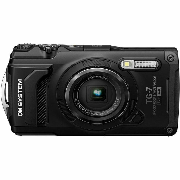 Olympus OM SYSTEM TG-7 12 Megapixel Compact Camera - Black - 1/2.33" CMOS Sensor - Autofocus - 3"LCD - Digital (IS) - 4000 x 3000 Image - 3840 x 2160 Video - 4K Recording - HD Movie Mode - Wireless LAN - GPS