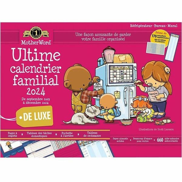 MotherWord Family Fridge Calendar (2024) - 16 Month - September 2024 - December 2024 - 18" Height x 13.5" Width - Reminder Section, Magnetic