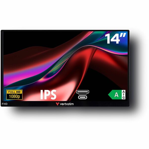 Verbatim PM-14 14" Class Full HD LCD Monitor - 16:9 - Black - 14" Viewable - In-plane Switching (IPS) Technology - 1920 x 1080 - 16.7 Million Colors - 300 cd/m² - 6 ms - HDMI