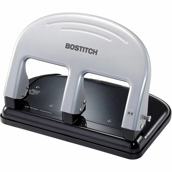 Bostitch EZ Squeeze Three-Hole Punch - 3 Punch Head(s) - 40 Sheet - 1/4" (6.35 mm) Punch Size - Metal