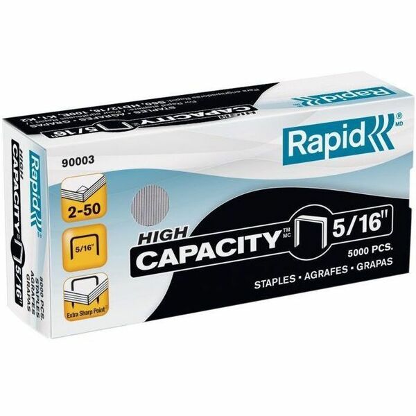 Rapid High Capacity 5/16" Staples - Heavy Duty - 5/16" (7.87 mm) Leg - Holds 50 Sheet(s) - for Paper - Heavy Duty - 5000 / Box