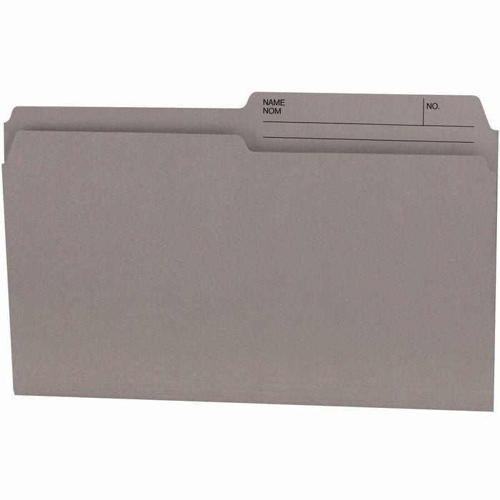 Offix 1/2 Tab Cut Legal Yes Top Tab File Folder - Gray - Printed Tab - 70% Recycled - 100 / Box