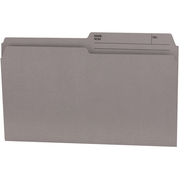 Offix 1/2 Tab Cut Legal Recycled Top Tab File Folder - Gray - 70% Recycled - 100 / Box