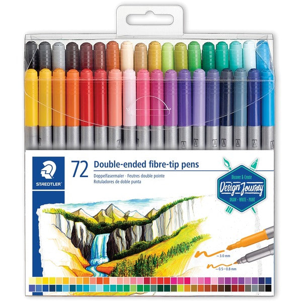 Staedtler Double-ended Fibre-tip Pens - 0.5 mm (0.02") Narrow Narrow, Broad Pen Point - Fiber Tip - 72 / Pack