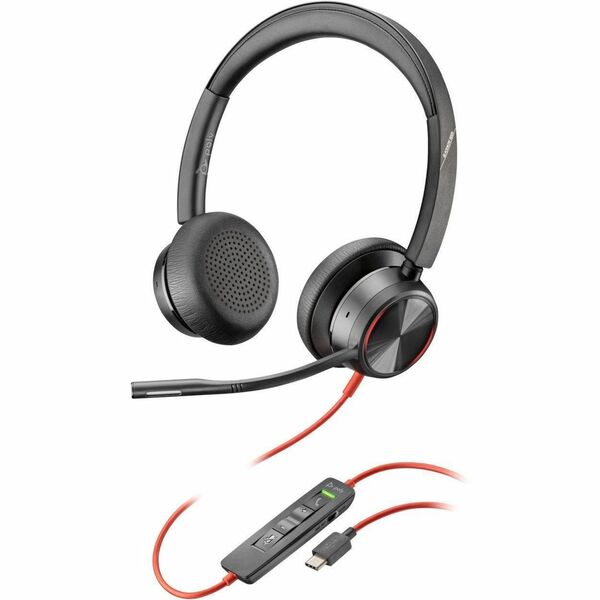 Poly Blackwire 8225 Headset - Stereo - USB Type C - Wired - 32 Ohm - On-ear - Binaural - Ear-cup - 7.1 ft (2.16 m) Cable - Omni-directional, Noise Cancelling Microphone - Noise Canceling - Black