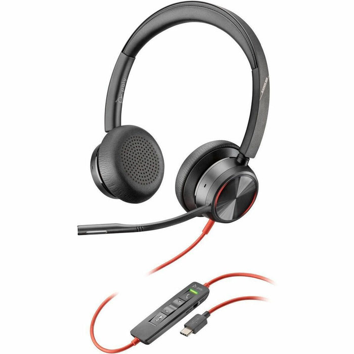 Poly Blackwire 8225 Headset - Stereo - USB Type C - Wired - 32 Ohm - On-ear - Binaural - Ear-cup - 7.1 ft (2.16 m) Cable - Omni-directional, Noise Cancelling Microphone - Noise Canceling - Black